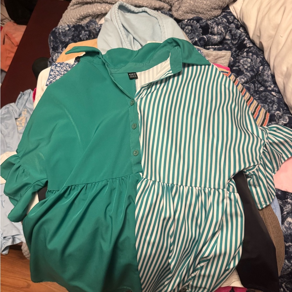 Shein Teal and Striped Dress